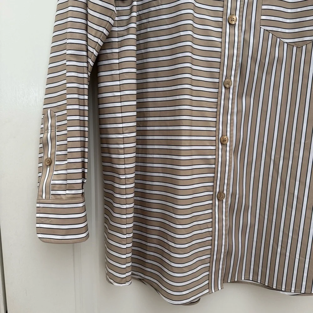 NWT Lafayette 148 New York Oversize Stripe Cotton Button-Up Shirt - Picture 6 of 16